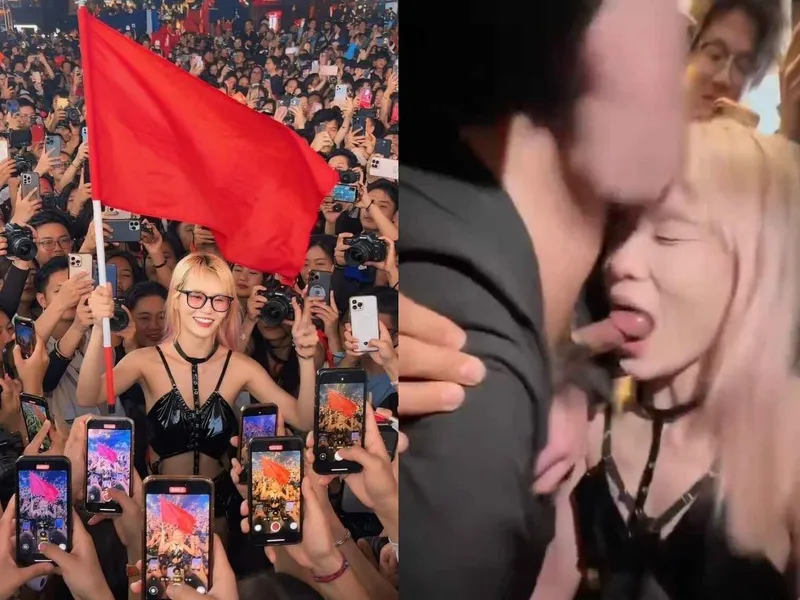 Cô giáo tiểu học mút chuối người lạ trên đường